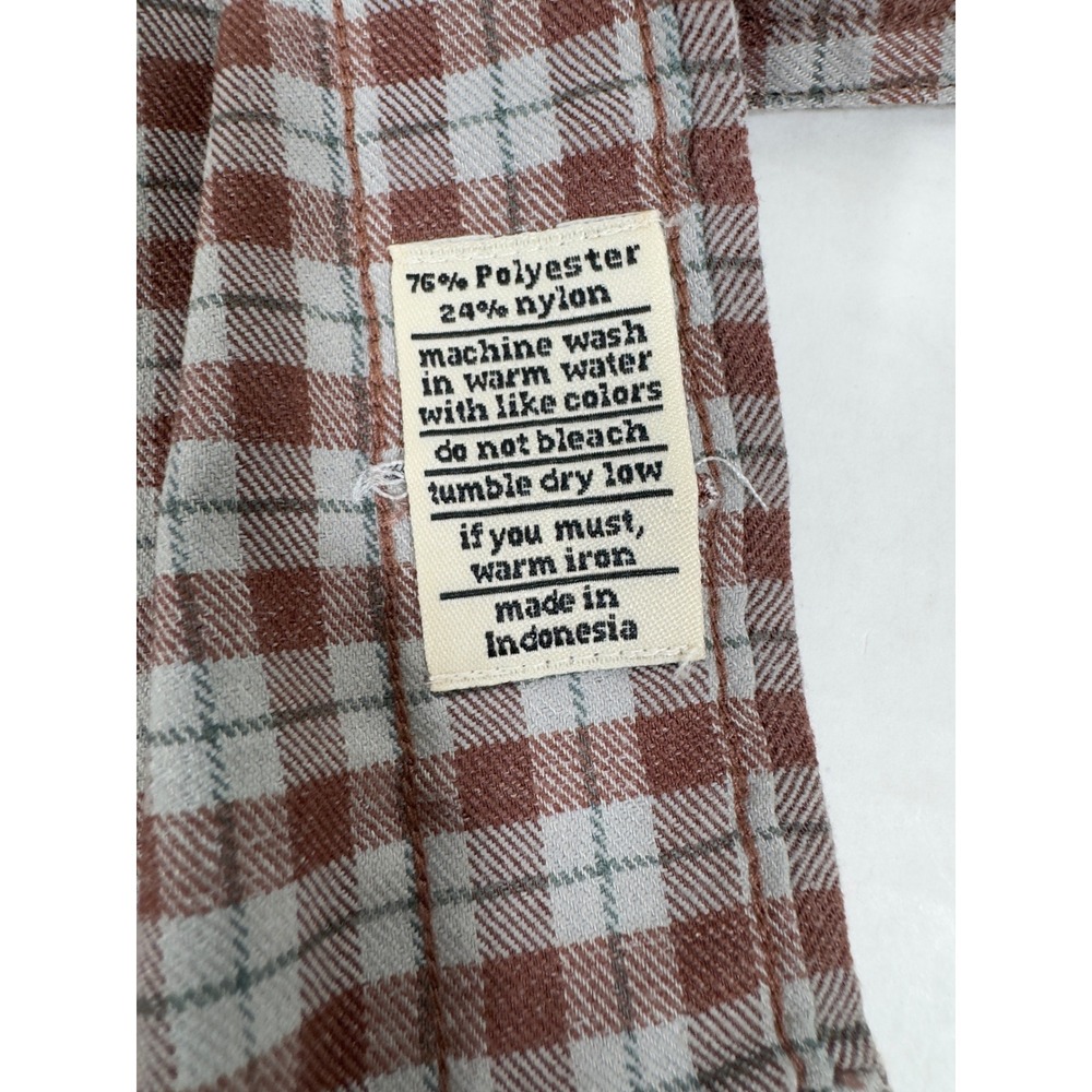 Genteal Plaid Button Down Shirt Long Sleeve Duck Logo L Brown Performance Prep - Picture 8 of 9